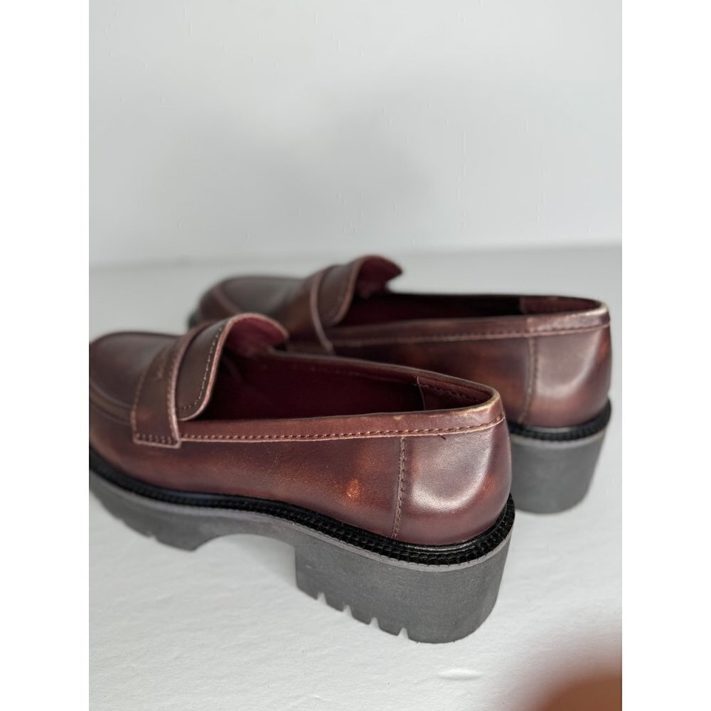 Free People Decker Penny Loafer Dark Red Brown Leather Lug Sole EU 41 US 10.5 - Picture 5 of 7